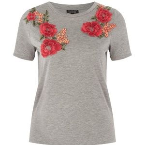 Topshop Flower Appliqué Top